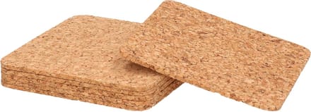 Kesper Glazen onderzetters - kurk - set 6x stuks - 10 x 10 cm - vierkant