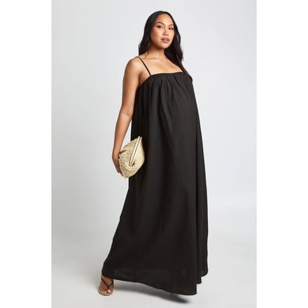 boohoo Dames Zwangerschaps Volume Zak Maxi Jurk | Zwart | Maat: 38