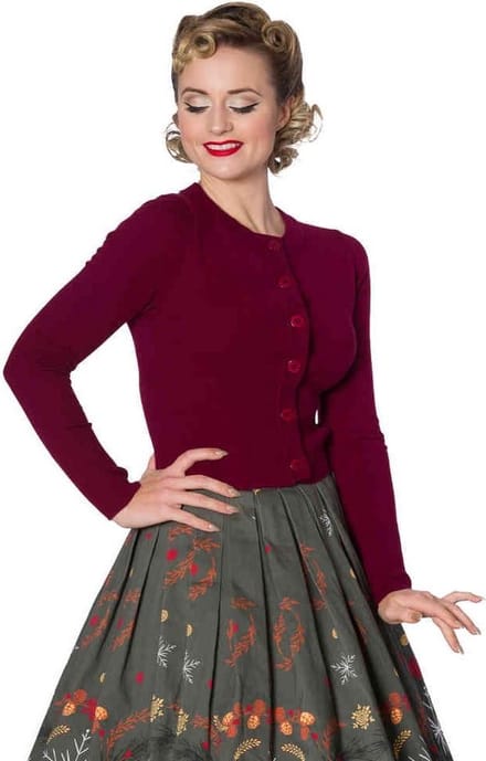 Dancing Days - DOLLY Cardigan - S - Bordeaux rood