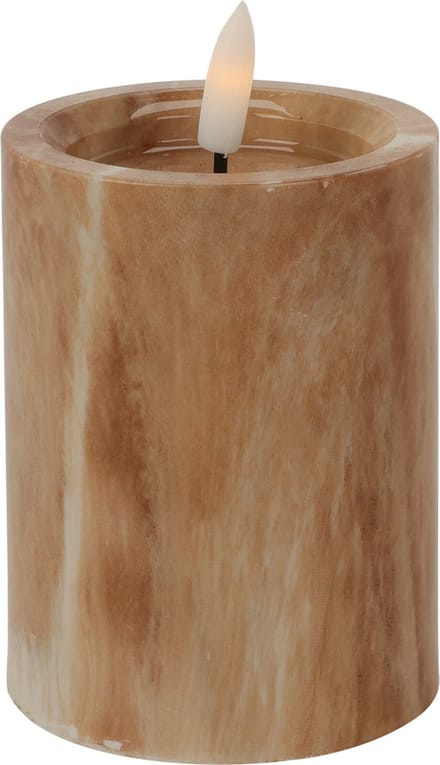 Home & Styling LED kaars -bruin marmer - D7,5 x H10 cm -met timer