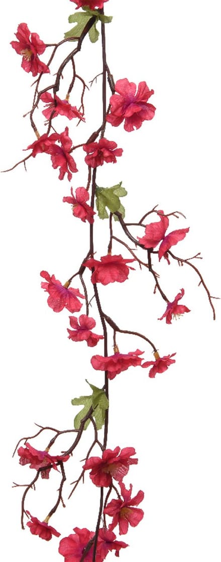 Everlands Kunstbloem/bloesem takken slinger - fuchsia roze - 187 cm