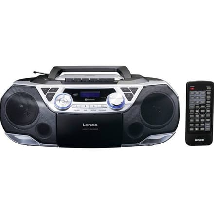 Lenco SCD-720SI - Portable Boombox with DAB+/FM radio Bluetooth® CD Casette Recorder and USB player - Silver - DAB/DAB+/FM - Stereo - Silver