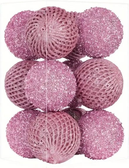 Nivard Kerstballen - Kerstversiering - Plastic - Kerstballenset - Roze - 12 stuks