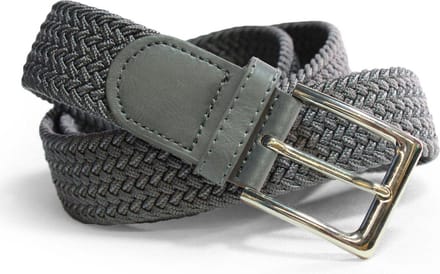 Donkergrijs - Elastische Comfort Riem - Totale lengte105 cm - Gevlochten - 100% Elastisch - Nikkelvrije Gesp