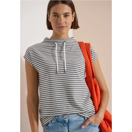 Shirt met trechterhals en strepen