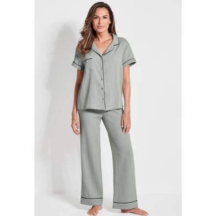 Pyjama van mousseline - mintgroen - Gr. 40 van Goldner Fashion