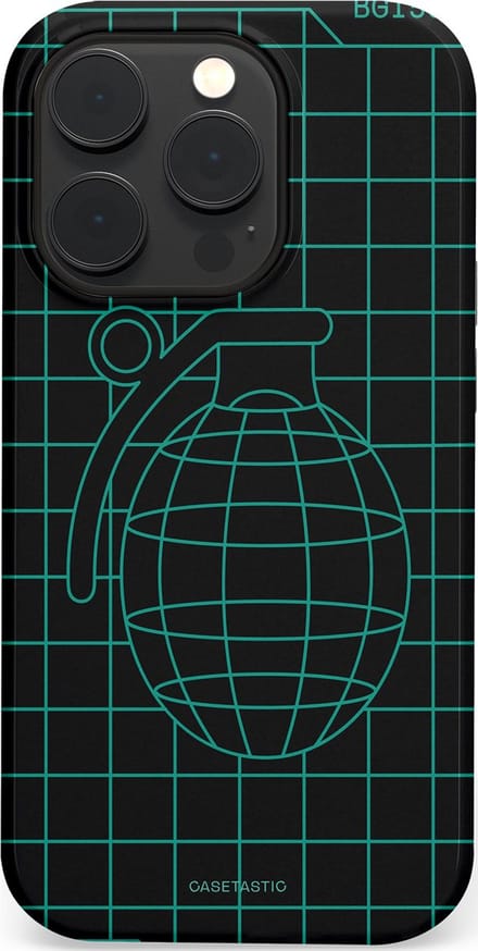 Casetastic hoesje geschikt voor Apple iPhone 14 Pro - MagSafe - Dubbellaagse bescherming - Retro bom - Fashion Case - Zwart Petrol