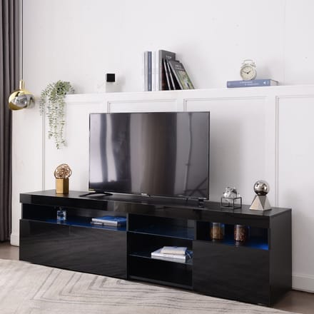 REDOM - TV-meubel - MDF - hoogglans afwerking - 180X35X48CM Black