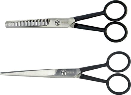 Homey's Scharen Set – Effileerschaar & Kappersschaar, 16 cm, Zwart