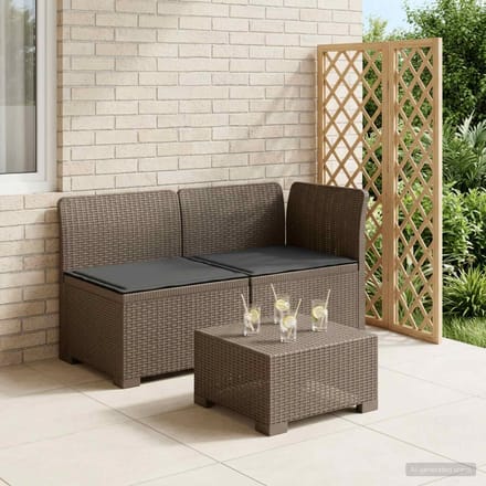 vidaXL - Twee-zits - Tuin - Sofa - met - Kussens - Rieten - Look - 2-zits - PP