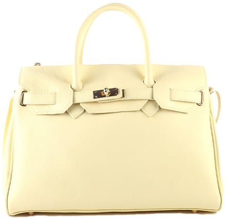 Giuliano lederen handtas Alberta - Dames - Made in Italy - Zacht geel