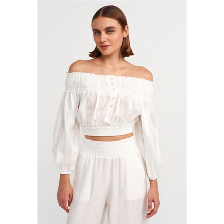Schoudervrije Crop Blouse