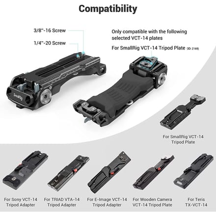 SmallRig Quick Release Schouderplaat voor Sony VCT-14 Statiefadapter met Rozetten Schouderpad Pro Ingebouwde platte sleutel - 2837C
