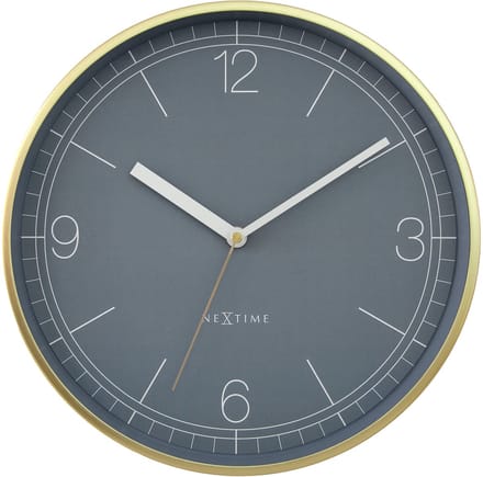 Wandklok 30cm-Silent-Gold/Pigeon Blue-Aluminium-NeXtime 'Nova'