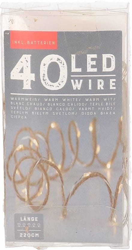 Bellatio Decorations Kerstverlichting - warmt wit - op batterij - 220 cm - lichtsnoeren kerstversiering