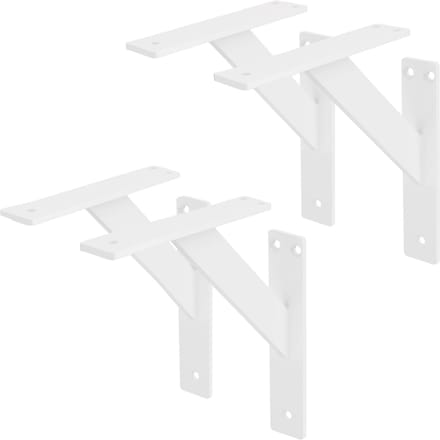 Set van 2 muurbeugels Plankdrager 2x 180 x 180 mm wit gemaakt van aluminium ML design