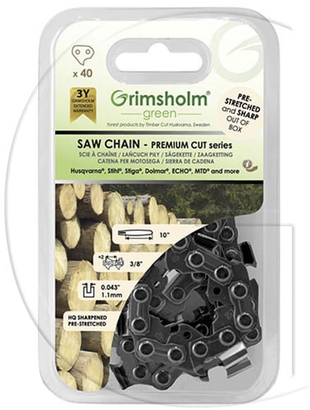 Zaagketting Premium Cut, 40 Schakels 3/8” 043"/1.1 mm Merk Grimsholm