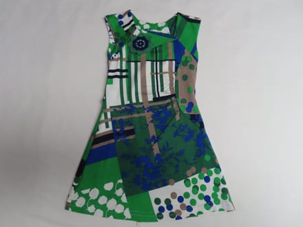 Jurk - Kleedje - Groen , bruin, blauw ecru - 2 jaar 92