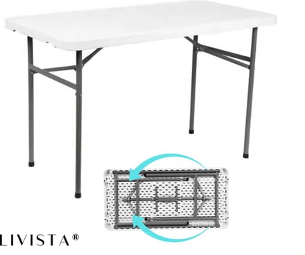 Livista® Klaptafel - Inklapbare Tafel - 120 x 60 cm - Vouwtafel - Antislip en Weerbestendig - Wit