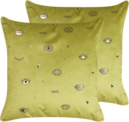 AEONIUM - Sierkussen set van 2 - Olijfgroen - 45 x 45 cm - Fluweel