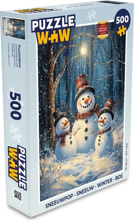 Puzzel Sneeuwpop - Sneeuw - Winter - Bos - Legpuzzel - Puzzel 500 stukjes