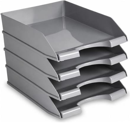 Plasticforte Brievenbakjes - 4x - A4 - lichtgrijs - kantoor postbakjes