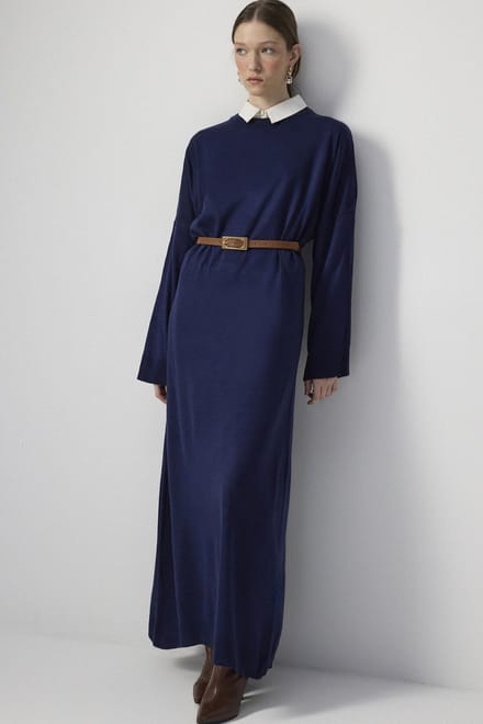 Touché Privé - Oversized gebreide jurk - Marine - Dames