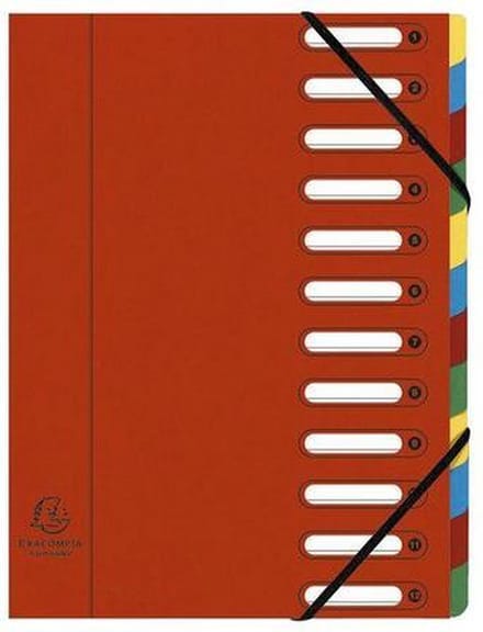 Exacompta Sorteermap HARMONIKA® met uitrekbare rug en uitgesneden vensters - 12 indelingen - Rood - 55125E