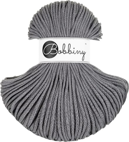 Bobbiny Junior braided cord 3 mm - Stone grey