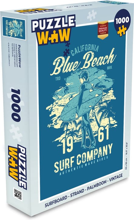 Puzzel Surfboard - Strand - Palmboom - Vintage - Legpuzzel - Puzzel 1000 stukjes volwassenen