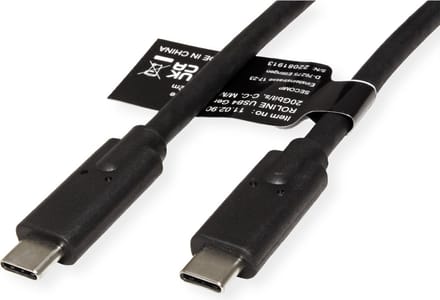 ROLINE USB4 Gen3x2 Kabel, C-C, M/M, 4K UHD-1, 20Gbit/s, 100W, zwart, 2 m