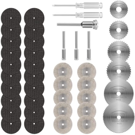 Set van 36 Mini HSS Cirkelzaagbladen met Accessoires voor Hout, Metaal en Steen