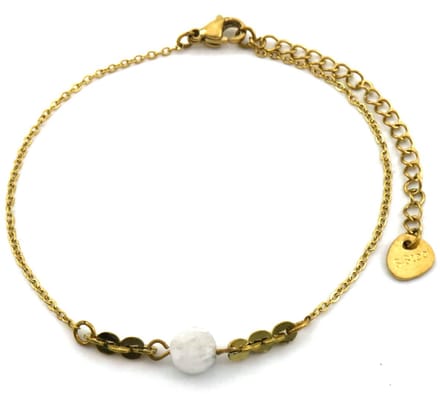 Armband Dames - Steentje - RVS - Lengte 16-19 cm - Goudkleurig