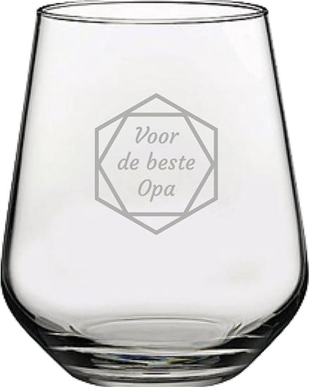 Gegraveerde Drinkglas 42,5cl voor de beste Opa in hexagon