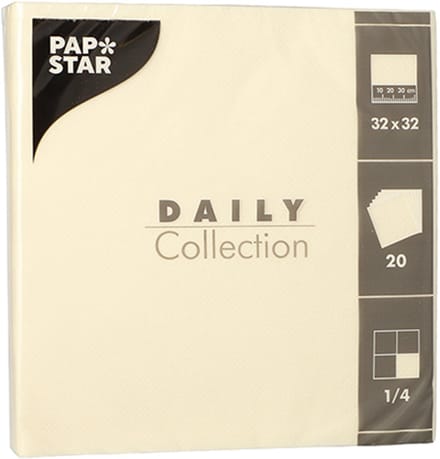 15x 20 Servetten DAILY Collection 1/4 vouw 32 cm x 32 cm champagne