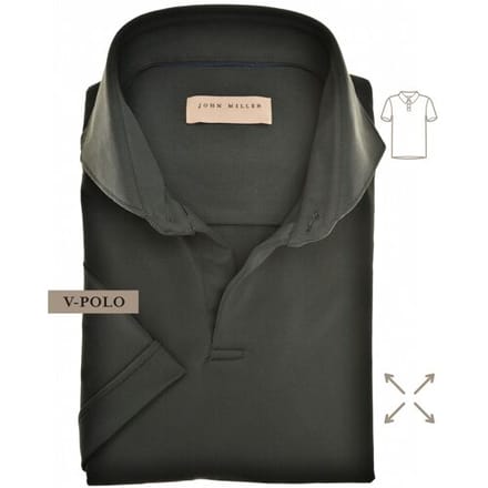 John Miller Slim-Fit Hyperstretch Short Sleeve V-Polo Donker Groen / male