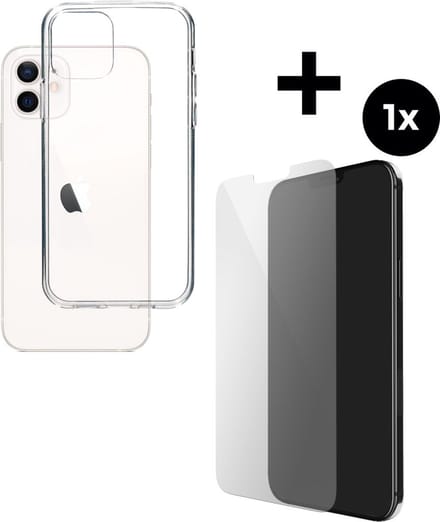 Mobiparts Classic TPU hoesje geschikt voor Apple iPhone 12 met 1 Screenprotector van Gehard Glas - Transparant