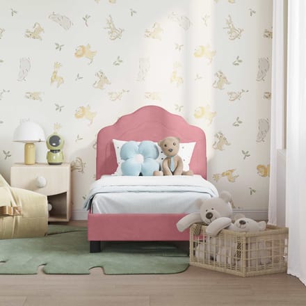 vidaXL - Peuterbedframe - met - hoofdboard - Roze - 70 - x - 140 - cm - Fluweel