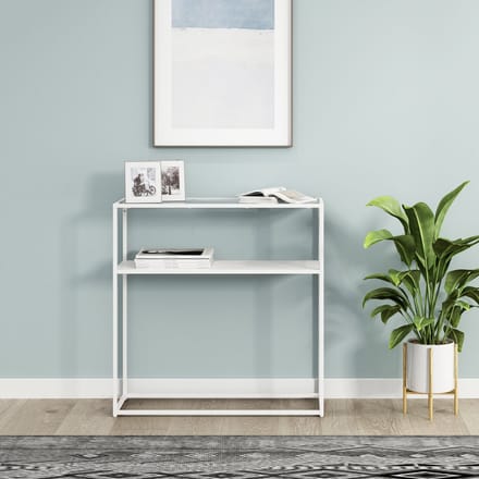 Console tafel Kuhmo sidetable glas 80x80x30 cm wit [en.casa]