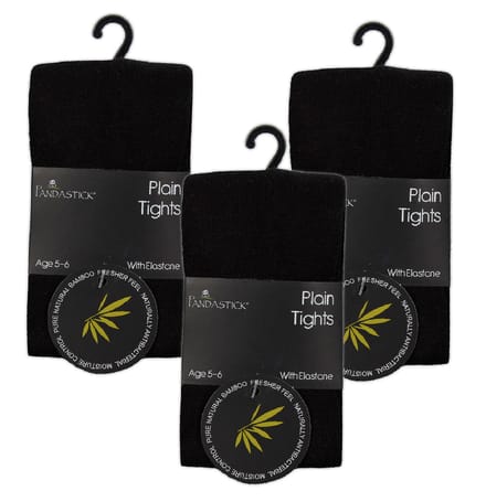 Sock Snob - 3 Paar Meisjes Bamboe Panty's Multipack | Effen Panty's voor School - Zwart