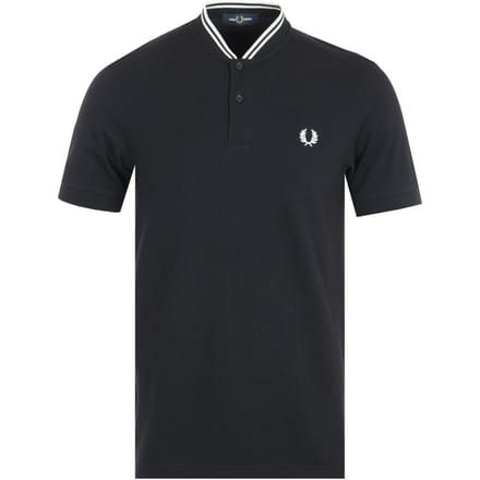 Men's Fred Perry Bomber Collar Pique Polo Shirt in Black