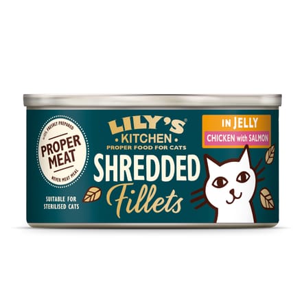 24x70g Lily's Kitchen Versnipperde Filets Kip & Zalm natvoer voor katten