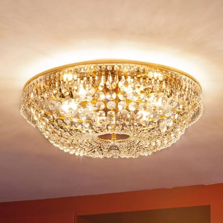 ORION Ronde kristallen plafondlamp SHERATA, goud, 55 cm