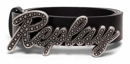 REPLAY Leren riem Belt W75 Black zwart
