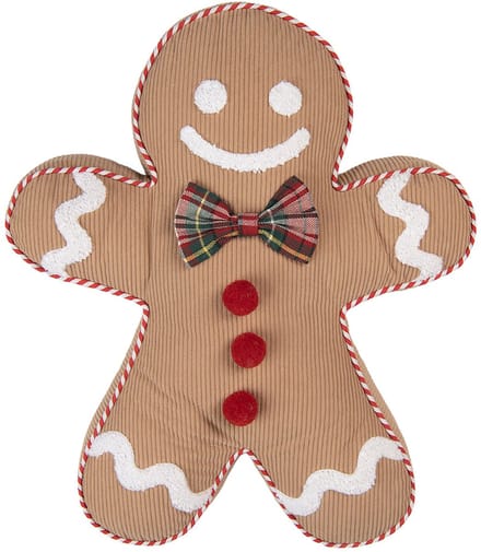 Clayre & Eef Sierkussen Gingerbread man 35x40x4 cm Bruin Polyester