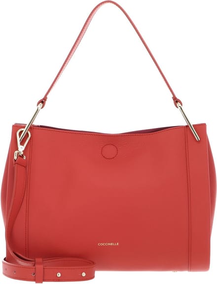COCCINELLE Leren Schoudertas Wallace Handbag Double Grainy Leather Grena. Red / Rosew Lichtrood