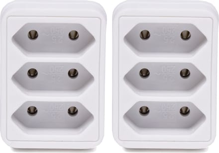 Benson Stopcontact splitter - 2x - triple - wit - voor 3 platte stekkers - verdeelstekkers