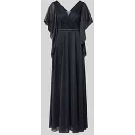 maxi-jurk met V-hals en met siersteentjes