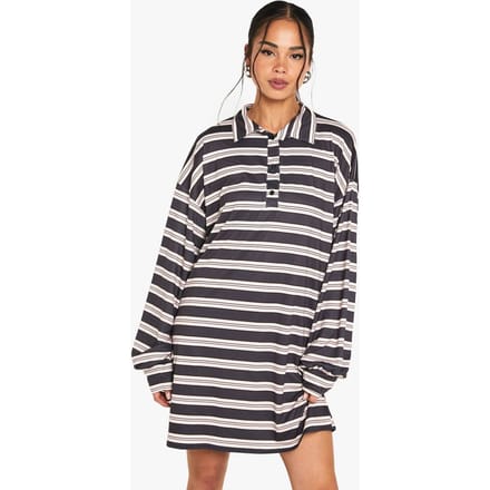 boohoo Dames Stripe T Shirt Dress | Navy | Maat: 8