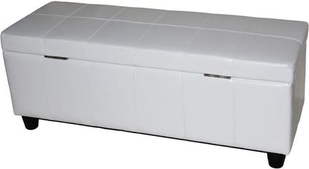 Opbergkist bank Kriens, leer + kunstleer, 112x45x45cm MVG-gecertificeerd ~ wit